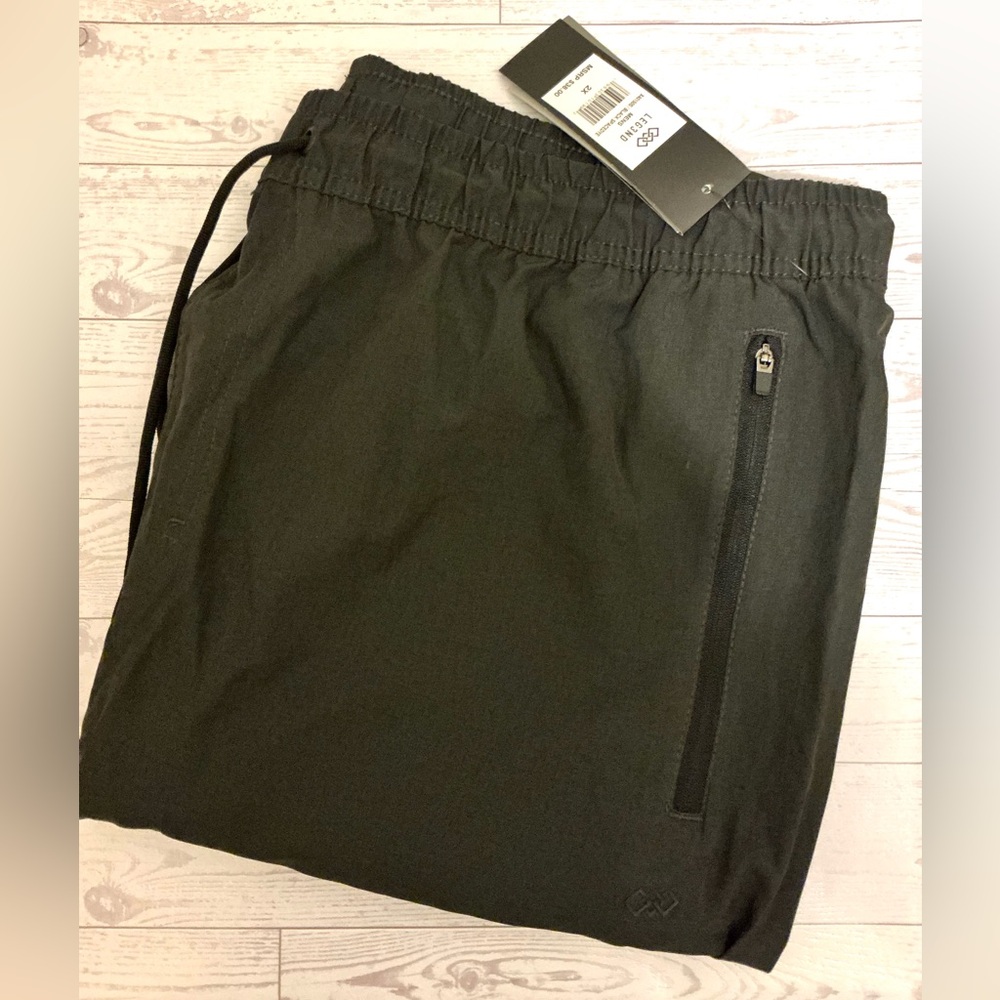 Mens Casual Black Jogger Pants with Zipper Pockets
